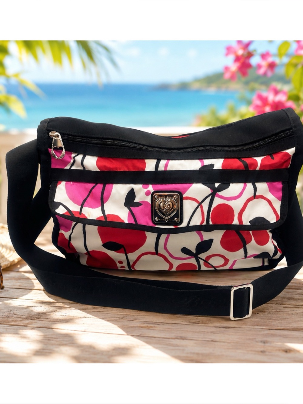 Brighton Day Bag Crossbody Cherries Print Pockets